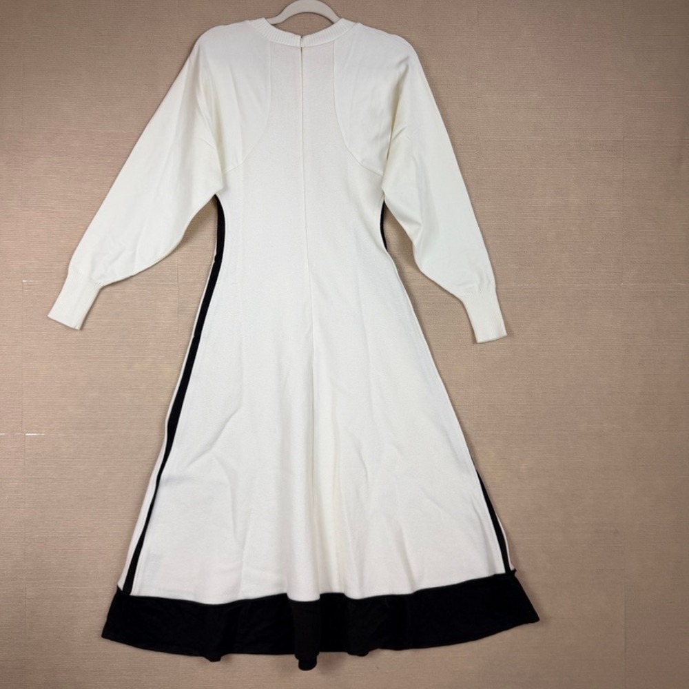 Reiss Caprice-Hybrid Woven Midi Dress Ivory Black Stripe US 2 NEW $515 - Picture 10 of 14